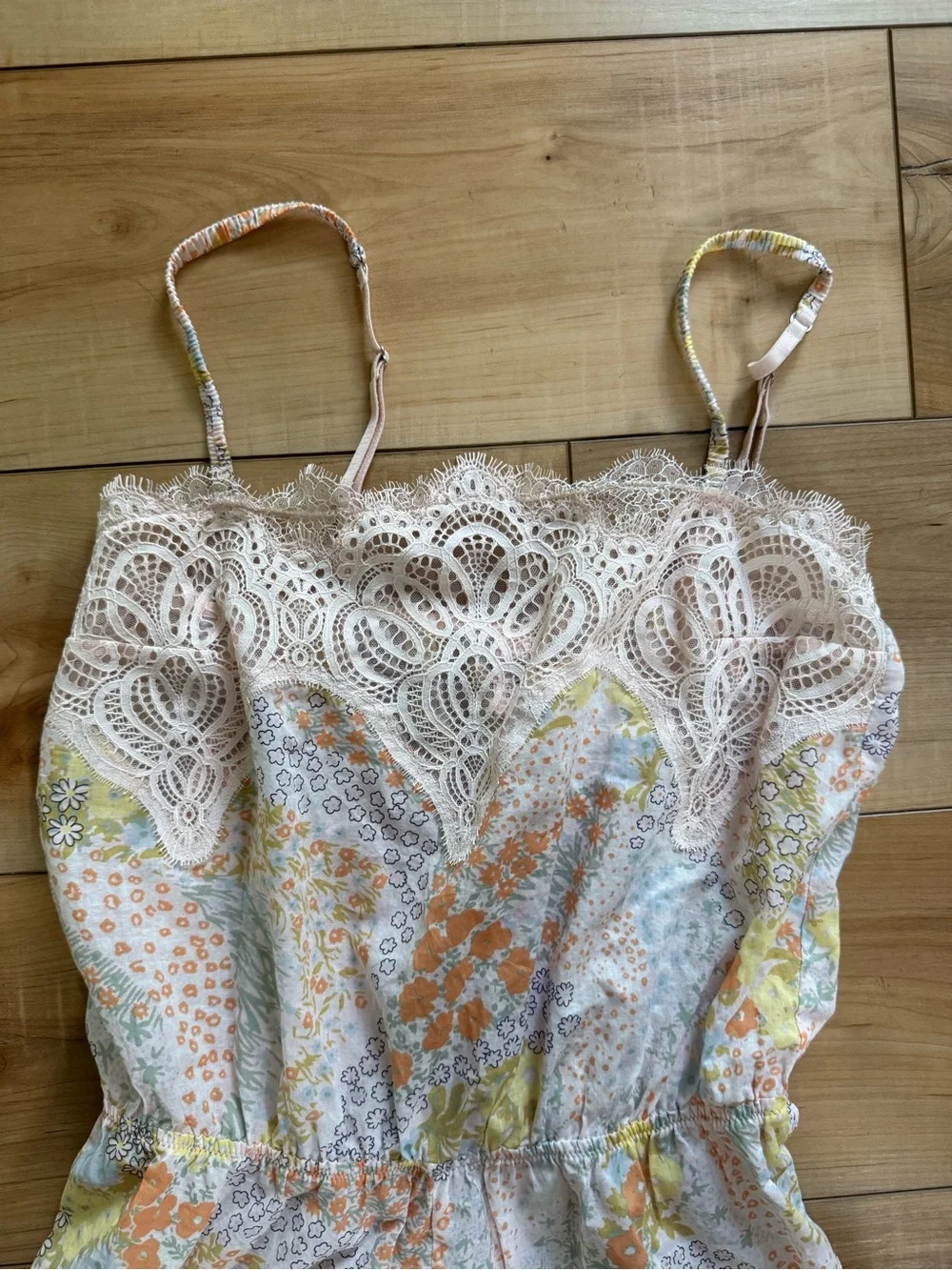 Victoria's Secret Pastel Floral Lace-Trim one piece romper nwt